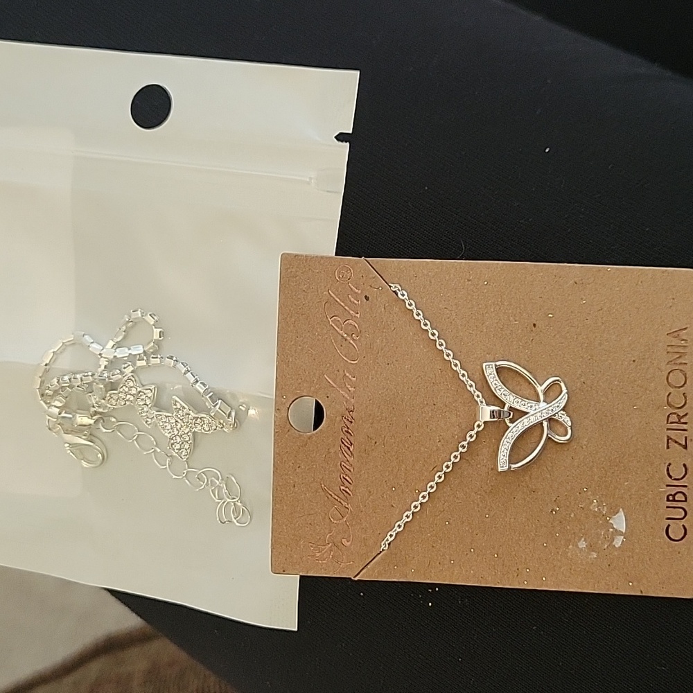 Butterfly necklace and bracelet